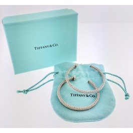 Tiffany & Co Somerset Sterling Silver 2" Mesh Hoop Earrings Retired Box Pouch