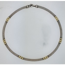 Vintage David Yurman Hampton 14k Gold Sterling Silver 5mm Choker Necklace 15"