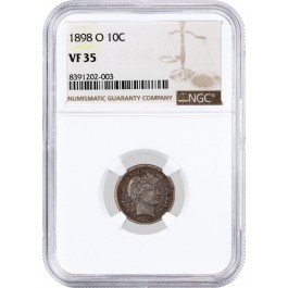 1898 O 10C Barber Dime Silver NGC VF35 Very Fine Circulated Key Date Coin