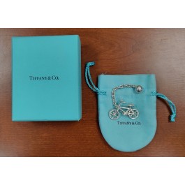 Vintage Tiffany & Co 925 Sterling Silver Bicycle Key Chain Holder With Box Pouch