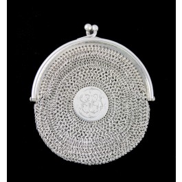 Antique Shreve & Co #9 Sterling Silver Round Mesh Coin Purse Monogrammed