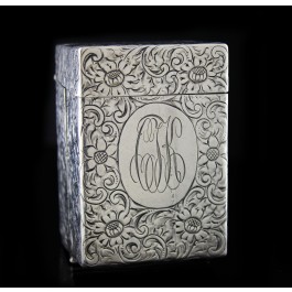 Black Starr & Frost #430 925 Sterling Silver Floral Hand Chased Cigarette Case 