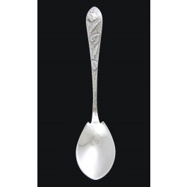 Tiffany & Co Lap Over Edge Applied Ivy Fish Sterling Silver Jelly Spoon 5 7/8"