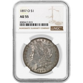 1897 O $1 Morgan Silver Dollar NGC AU55 About Uncirculated Key Date Coin #013