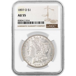 1897 O $1 Morgan Silver Dollar NGC AU55 About Uncirculated Key Date Coin #014