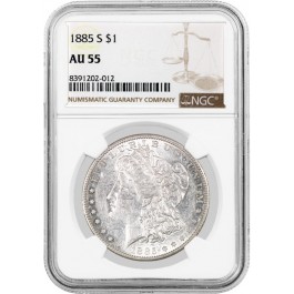 1885 S $1 Morgan Silver Dollar NGC AU55 About Uncirculated Key Date Coin