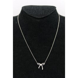 Vintage Tiffany & Co 925 Sterling Silver Bow Ribbon Pendant Chain Necklace 16"