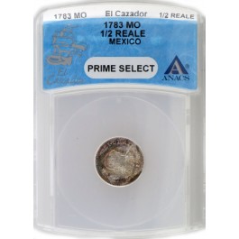 1783 MO FF Mexico 1/2 Reale Silver Charles III El Cazador ANACS Prime Select #68