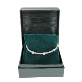 Roberto Coin 18k White Gold Diamond Spiga Station Bangle Bracelet Size 6.5"