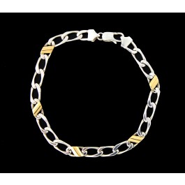 Tiffany & Co Italy 18k Gold Sterling Silver Curb Link Cuban Chain Bracelet 8"