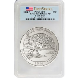 2014 P Great Sand Dunes America The Beautiful ATB 5 oz .999 Silver PCGS SP70 FS