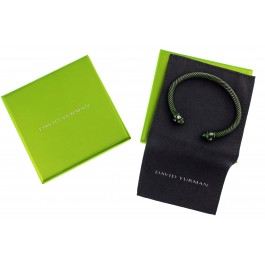 David Yurman Renaissance Green Aluminum 5mm Cable Cuff Dome Bracelet Size 6.5"