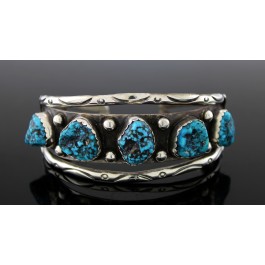 Old Pawn Navajo Native American Sterling Silver Turquoise Cuff Bracelet Sz 7.25"