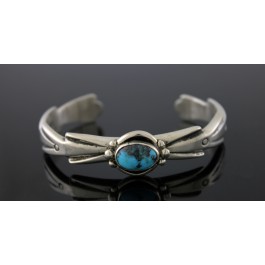 Vintage Betty Rose Billie BRB Navajo 925 Sterling Silver Turquoise Cuff Bracelet