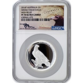 2016 P $1 AUD Proof High Relief Silver Wedge-Tailed Eagle NGC PF70 UC Mercanti