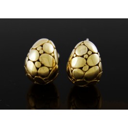 John Hardy KALI Pebble Collection 14k Yellow Gold Huggie Hoop Omega Earrings