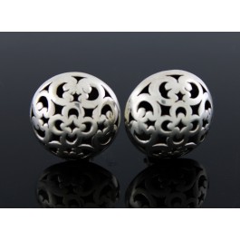 Vintage Signed John Hardy 925 Sterling Silver Moon & Stars Dome Clip On Earrings