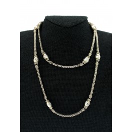 John Hardy Palu Collection 925 Sterling Silver 11 Hammered Station Necklace 36"