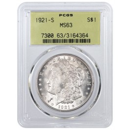 1921 S $1 Morgan Silver Dollar PCGS MS63 Generation 3.0 OGH Key Date Coin