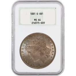 1881 O $1 Morgan Silver Dollar NGC MS64 Generation 4.0 Old Fatty Holder Toned