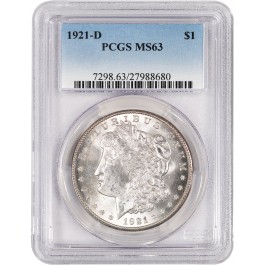1921 D $1 Morgan Silver Dollar PCGS MS63 Brilliant Uncirculated Key Date Coin