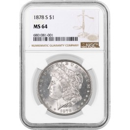 1878 S $1 Morgan Silver Dollar NGC MS64 Brilliant Uncirculated Coin #680