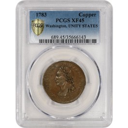 1783 1C Washington Unity States One Cent Copper PCGS Secure Gold Shield XF45