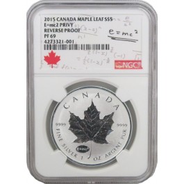2015 1 oz Silver Canadian Maple Leaf E=mc2 Privy NGC PF 69