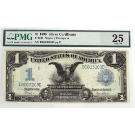 Series Of 1899 $1 Black Eagle Silver Certificate Fr#231 PMG VF25
