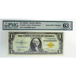 1935 A $1 Silver Certificate North Africa WW2 Fr#2306 FC Block PMG Ch UNC 63 EPQ