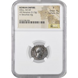 AD 69 Roman Empire Otho AR Denarius Silver NGC Ancients Fine Strike Surface 4/5