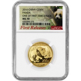 2016 200 Yuan People's Republic Of China 15g .999 Chinese Gold Panda NGC MS70