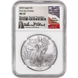 2020 $1 1 oz Silver American Eagle NGC MS70 Ana Escobedo Cabral Signed Label