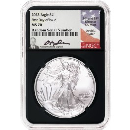 2023 $1 1oz Silver American Eagle NGC MS70 David Ryder Black Retro