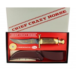 Vintage Case XX Chief Crazy Horse Stag Kodiak Commemorative Knife And Sheath NIB