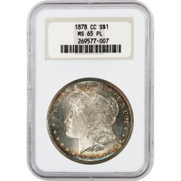 1878 CC Carson City $1 Morgan Silver Dollar NGC MS65 PL Proof Like Toned Coin