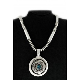 Old Pawn Navajo Native American Sterling Silver Bench Bead Reversible Necklace