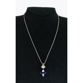 Lisa Jenks Sterling Silver Blue Glass Pearl Ice Cream Cone Pendant Necklace 18"