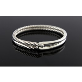 David Yurman Labyrinth 925 Sterling Silver Single Loop Bangle Bracelet Size 6.5"
