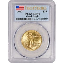 2022 $25 1/2 oz Gold American Eagle PCGS MS70 First Strike Flag Label Coin