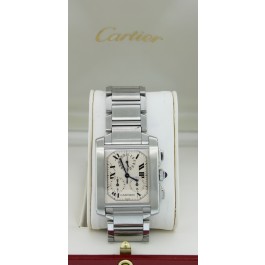 Cartier Tank Francaise Chronoflex 2303 28mm x 36mm Stainless Steel Quartz Watch