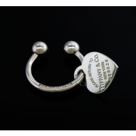 2001 Please Return To Tiffany & Co Sterling Silver Heart Tag Horseshoe Key Ring 