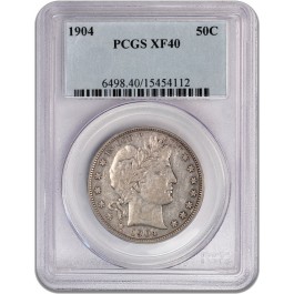 1904 50C Barber Half Dollar Silver PCGS XF40 Extremely Fine Coin