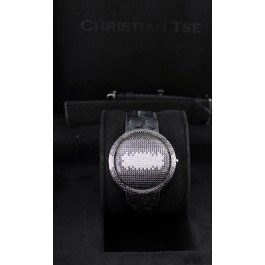 Christian Tse Prismatic 43mm Stainless Steel Black White Diamond Digital Watch 