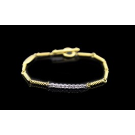 Lagos Signature Caviar 18k Yellow Gold .28tcw Superfine Diamond Toggle Bracelet 