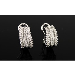 EFFY Classique 14k White Gold Diamond Wavy Huggie Hoop Omega Back Earrings