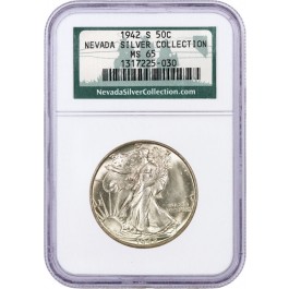 1942 S 50C Walking Liberty Silver Half Dollar NGC MS65 Nevada Silver Collection