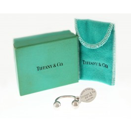 Return To Tiffany & Co Sterling Silver Small Oval Tag Charm Horseshoe Key Ring 