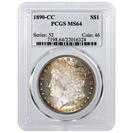 1890 CC Carson City $1 Morgan Silver Dollar PCGS MS64 Key Date Toned Coin