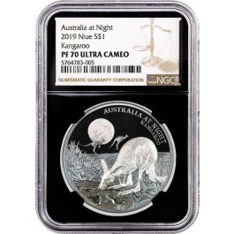 2019 $2 Niue Proof Australia at Night Kangaroo 1 oz .999 Silver NGC PF70 UC ER